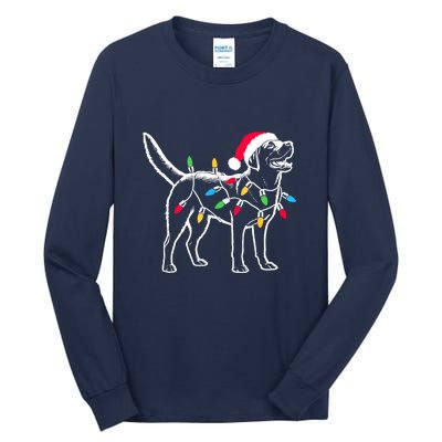 Santa Labrador Retriever Funny Christmas Lights Dog Lover Gift Tall Long Sleeve T-Shirt