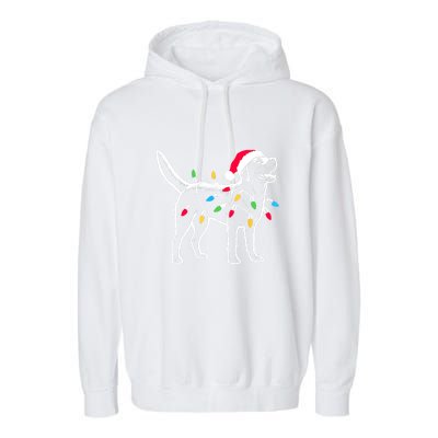 Santa Labrador Retriever Funny Christmas Lights Dog Lover Gift Garment-Dyed Fleece Hoodie