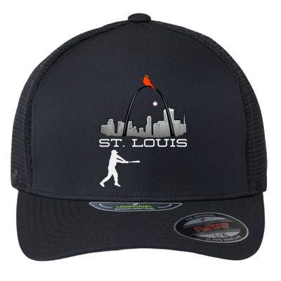 Saint Louis Red Cardinal Skyline Baseball Player Flexfit Unipanel Trucker Cap