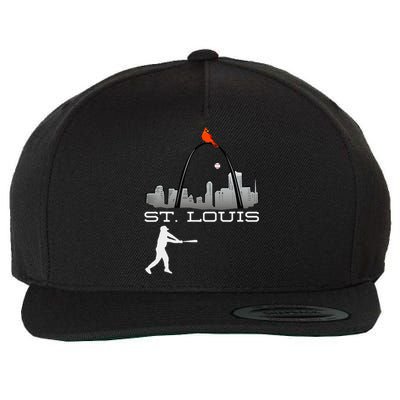 Saint Louis Red Cardinal Skyline Baseball Player Wool Snapback Cap