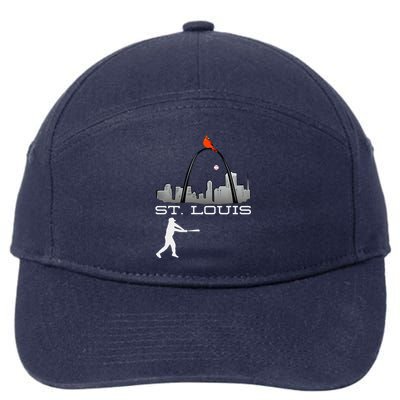 Saint Louis Red Cardinal Skyline Baseball Player 7-Panel Snapback Hat