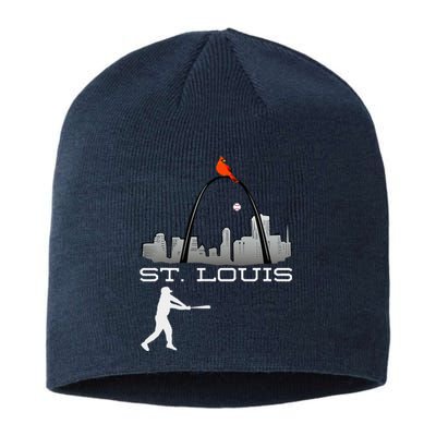 Saint Louis Red Cardinal Skyline Baseball Player Sustainable Beanie