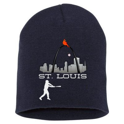 Saint Louis Red Cardinal Skyline Baseball Player Short Acrylic Beanie