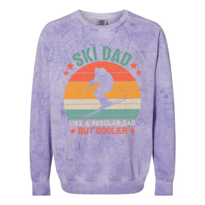 Skiing Lover Retro Ski Dad Like A Regular Dad But Cooler Gift Colorblast Crewneck Sweatshirt