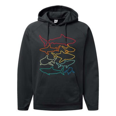 Shark Lover Retro Shark Shark Art Shark Performance Fleece Hoodie