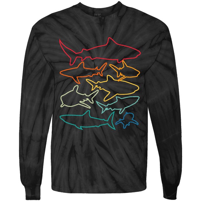 Shark Lover Retro Shark Shark Art Shark Tie-Dye Long Sleeve Shirt