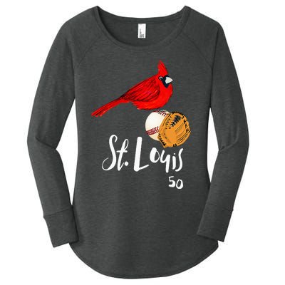 Saint Louis Red Cardinal Number 50 Baseball Women's Perfect Tri Tunic Long Sleeve Shirt