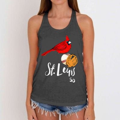 Saint Louis Red Cardinal Number 50 Baseball Women's Knotted Racerback Tank