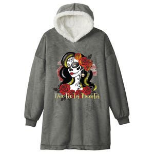 Senora Lady Roses Mexican Dead Day Of Dia De Los Muertos Hooded Wearable Blanket