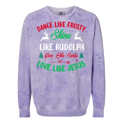 Shine Like Rudolph Love Like Jesus Christmas Colorblast Crewneck Sweatshirt