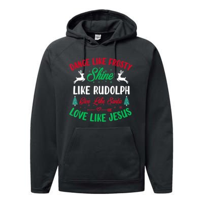 Shine Like Rudolph Love Like Jesus Christmas Performance Fleece Hoodie