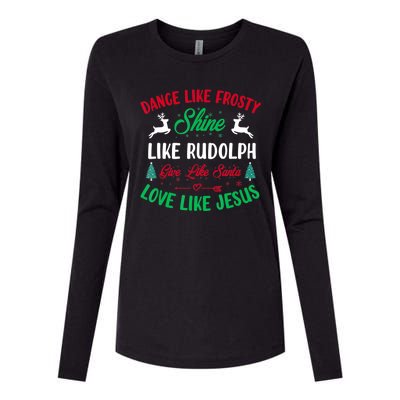 Shine Like Rudolph Love Like Jesus Christmas Womens Cotton Relaxed Long Sleeve T-Shirt