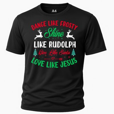 Shine Like Rudolph Love Like Jesus Christmas Cooling Performance Crew T-Shirt