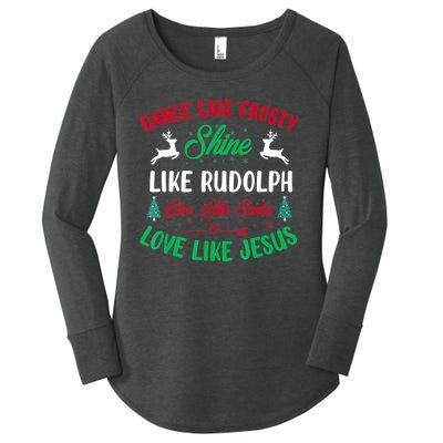 Shine Like Rudolph Love Like Jesus Christmas Women's Perfect Tri Tunic Long Sleeve Shirt