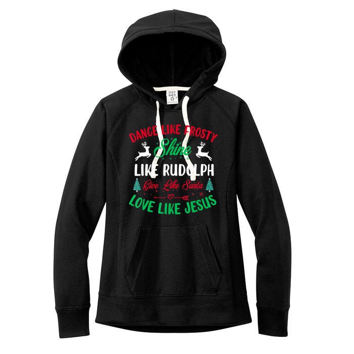 Shine Like Rudolph Love Like Jesus Christmas Women's Fleece Hoodie