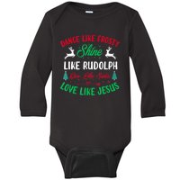 Shine Like Rudolph Love Like Jesus Christmas Baby Long Sleeve Bodysuit