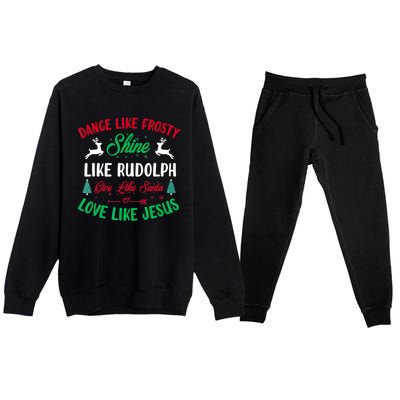 Shine Like Rudolph Love Like Jesus Christmas Premium Crewneck Sweatsuit Set