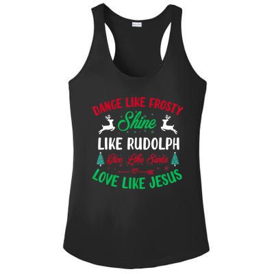 Shine Like Rudolph Love Like Jesus Christmas Ladies PosiCharge Competitor Racerback Tank