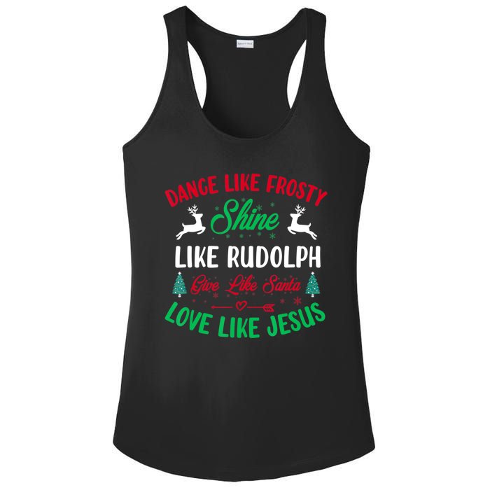 Shine Like Rudolph Love Like Jesus Christmas Ladies PosiCharge Competitor Racerback Tank