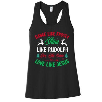 Shine Like Rudolph Love Like Jesus Christmas Women's Racerback Tank