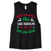 Shine Like Rudolph Love Like Jesus Christmas Women's Racerback Cropped Tank