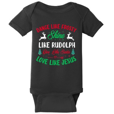 Shine Like Rudolph Love Like Jesus Christmas Baby Bodysuit