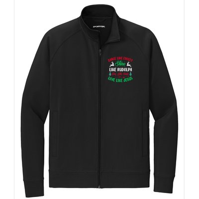 Shine Like Rudolph Love Like Jesus Christmas Stretch Full-Zip Cadet Jacket