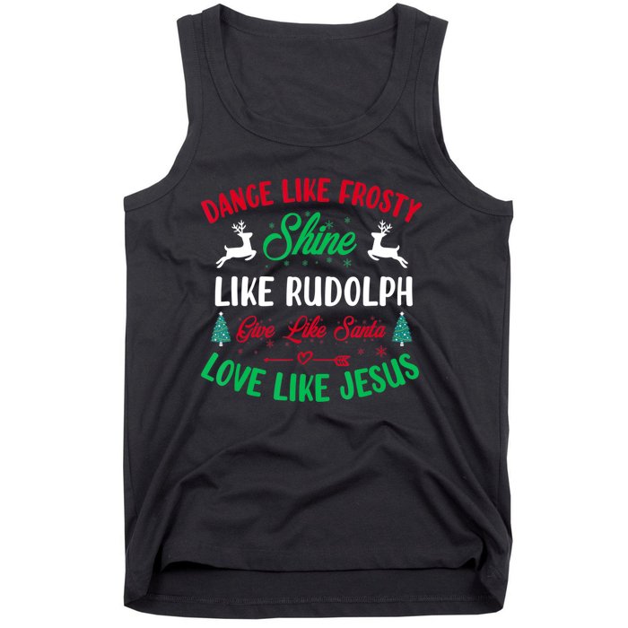 Shine Like Rudolph Love Like Jesus Christmas Tank Top