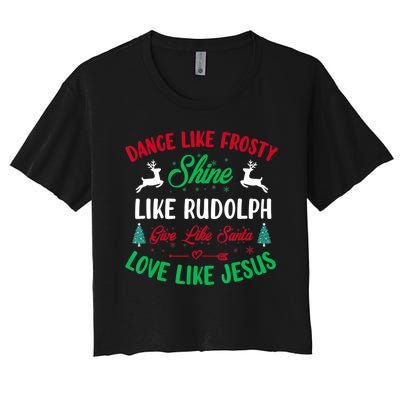 Shine Like Rudolph Love Like Jesus Christmas Women's Crop Top Tee