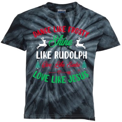 Shine Like Rudolph Love Like Jesus Christmas Kids Tie-Dye T-Shirt