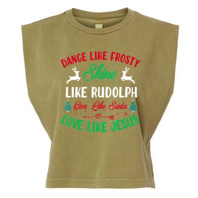 Shine Like Rudolph Love Like Jesus Christmas Garment-Dyed Women's Muscle Tee