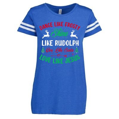 Shine Like Rudolph Love Like Jesus Christmas Enza Ladies Jersey Football T-Shirt