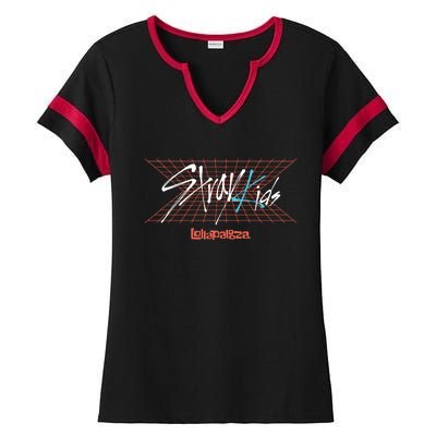 Stray Lollapalooza Retro Grid Logo Festival Ladies Halftime Notch Neck Tee