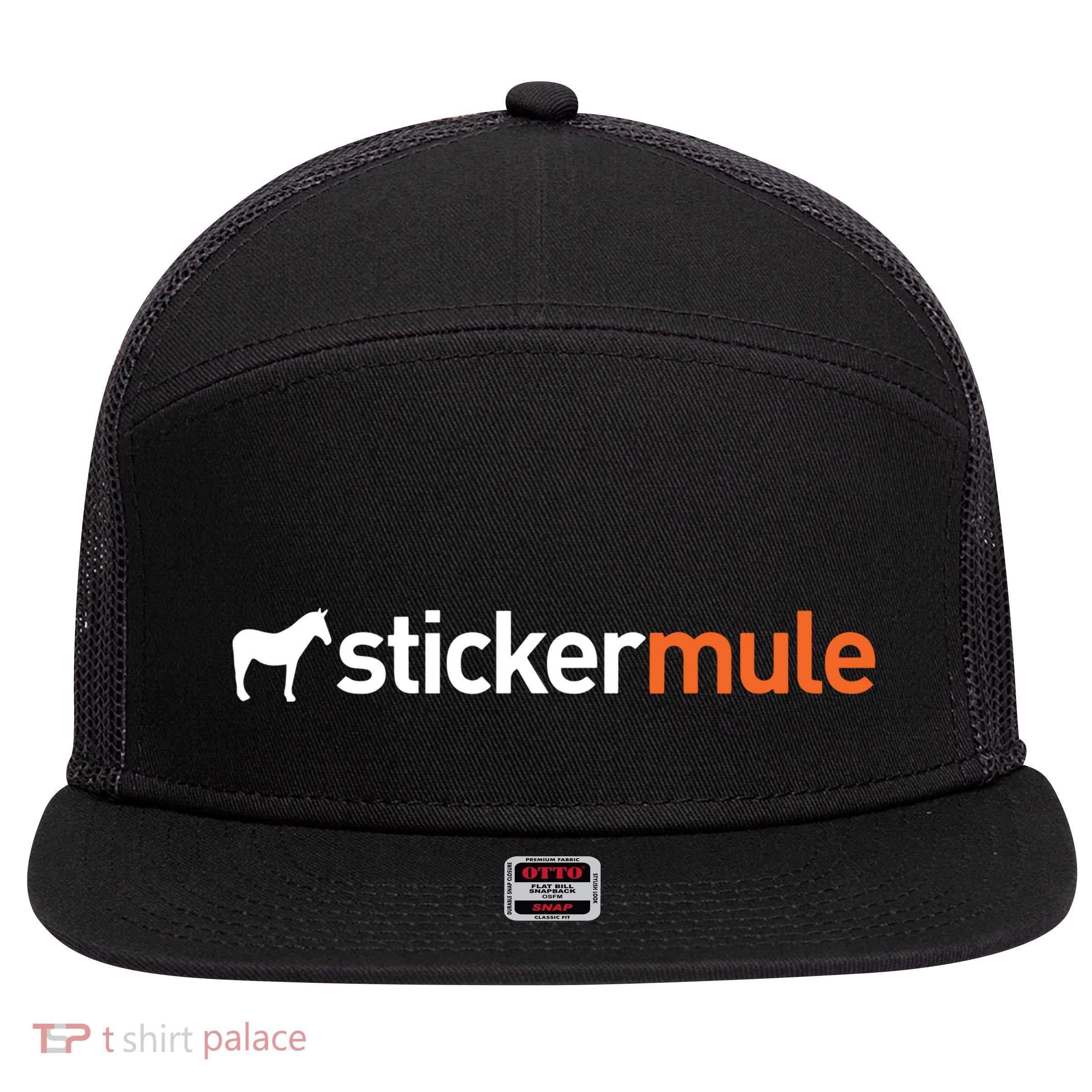 Stickermule Logo 7 Panel Mesh Trucker Snapback Hat