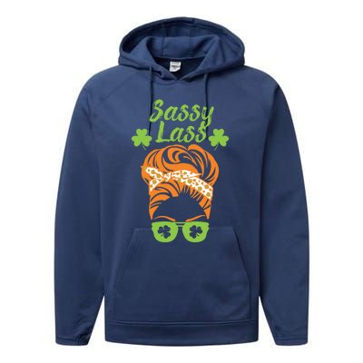 Sassy Lass St Patricks Day Gift Performance Fleece Hoodie