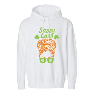 Sassy Lass St Patricks Day Gift Garment-Dyed Fleece Hoodie