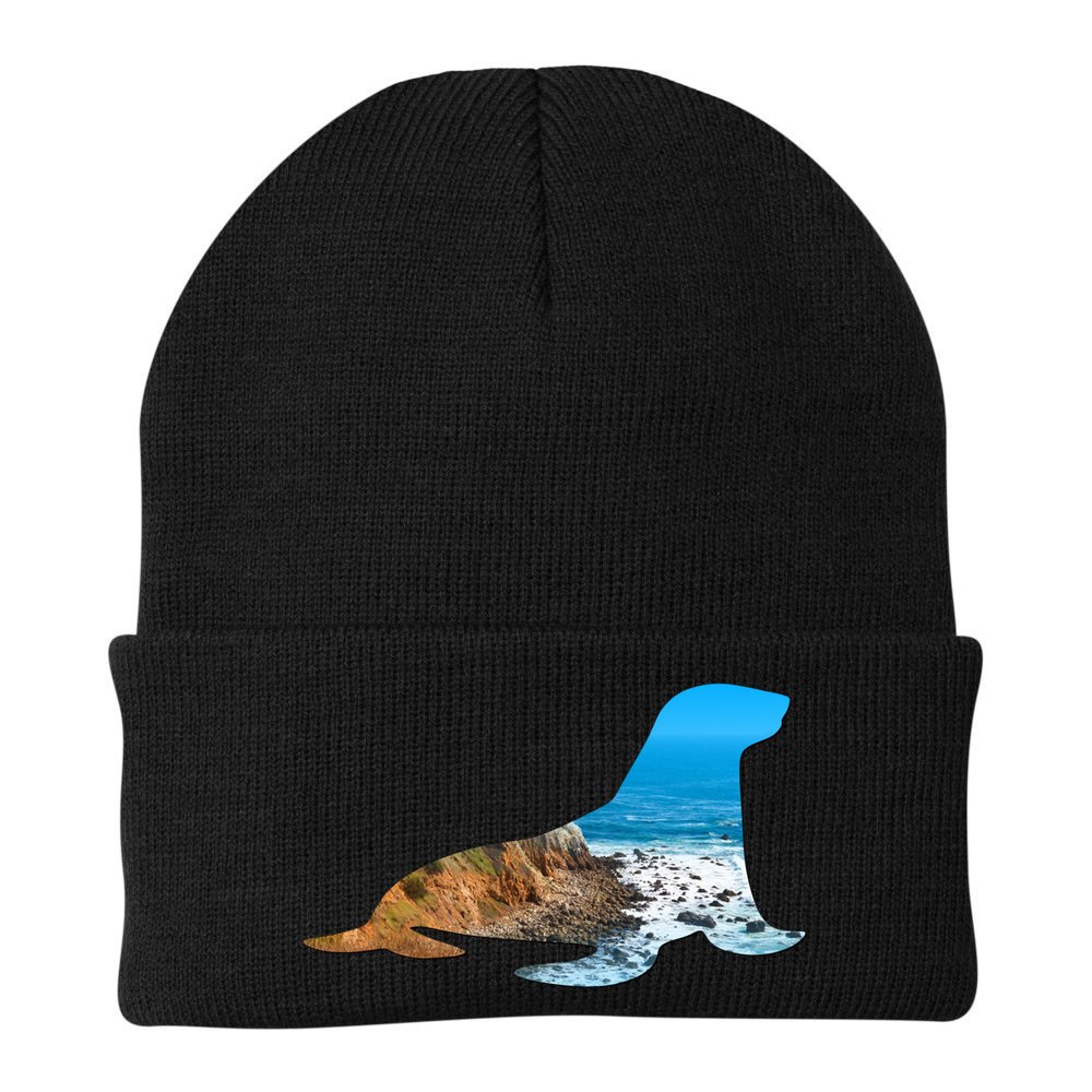 Sea Lion Seal Lovers Silhouette Earth Day And Ocean Week Gift Beanie