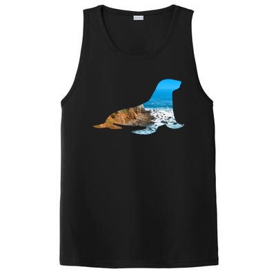 Sea Lion Seal Lovers Silhouette Earth Day And Ocean Week Gift PosiCharge Competitor Tank