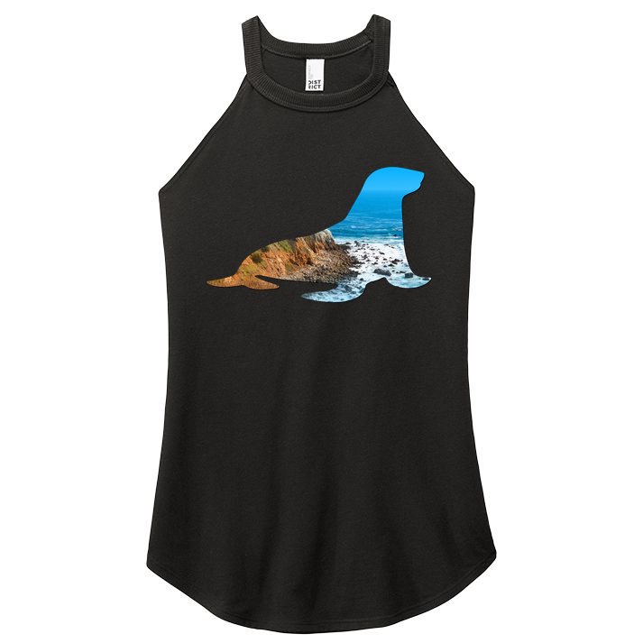Sea Lion Seal Lovers Silhouette Earth Day And Ocean Week Gift Women's Perfect Tri Rocker Tank