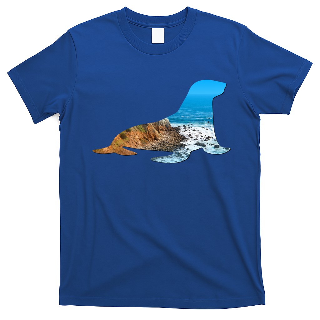 Sea Lion Seal Lovers Silhouette Earth Day And Ocean Week Gift T-Shirt