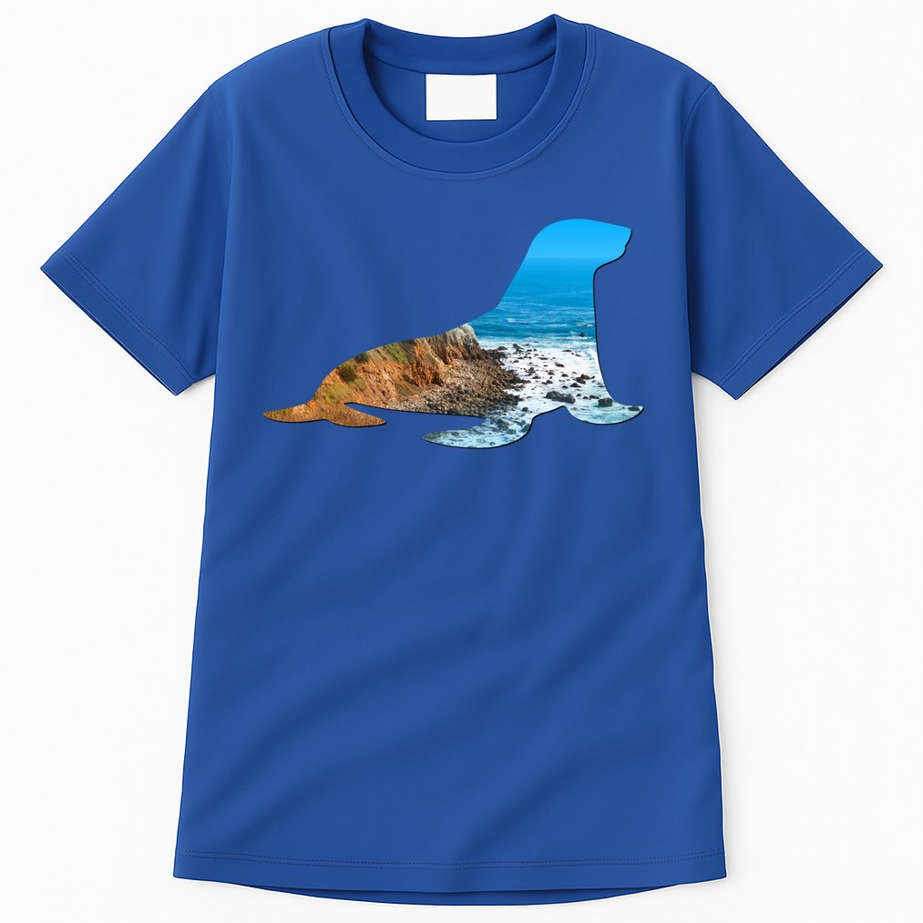 Sea Lion Seal Lovers Silhouette Earth Day And Ocean Week Gift Tall T-Shirt