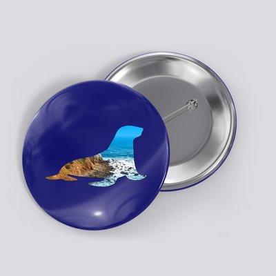 Sea Lion Seal Lovers Silhouette Earth Day And Ocean Week Gift Button