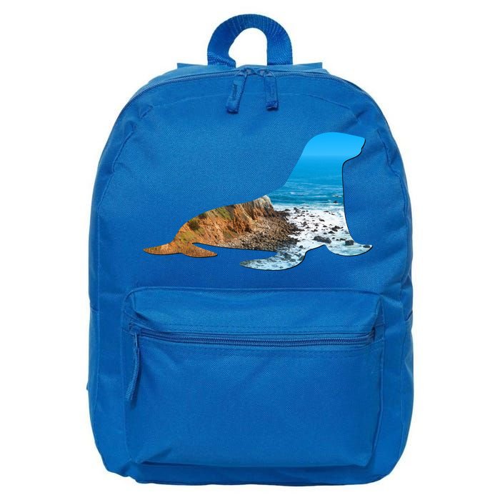 Sea Lion Seal Lovers Silhouette Earth Day And Ocean Week Gift 16 in Basic Backpack