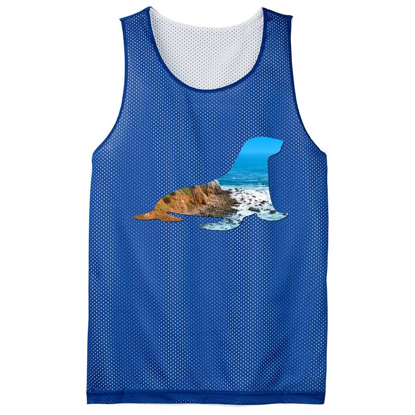 Sea Lion Seal Lovers Silhouette Earth Day And Ocean Week Gift Mesh Reversible Basketball Jersey Tank