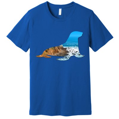 Sea Lion Seal Lovers Silhouette Earth Day And Ocean Week Gift Premium T-Shirt
