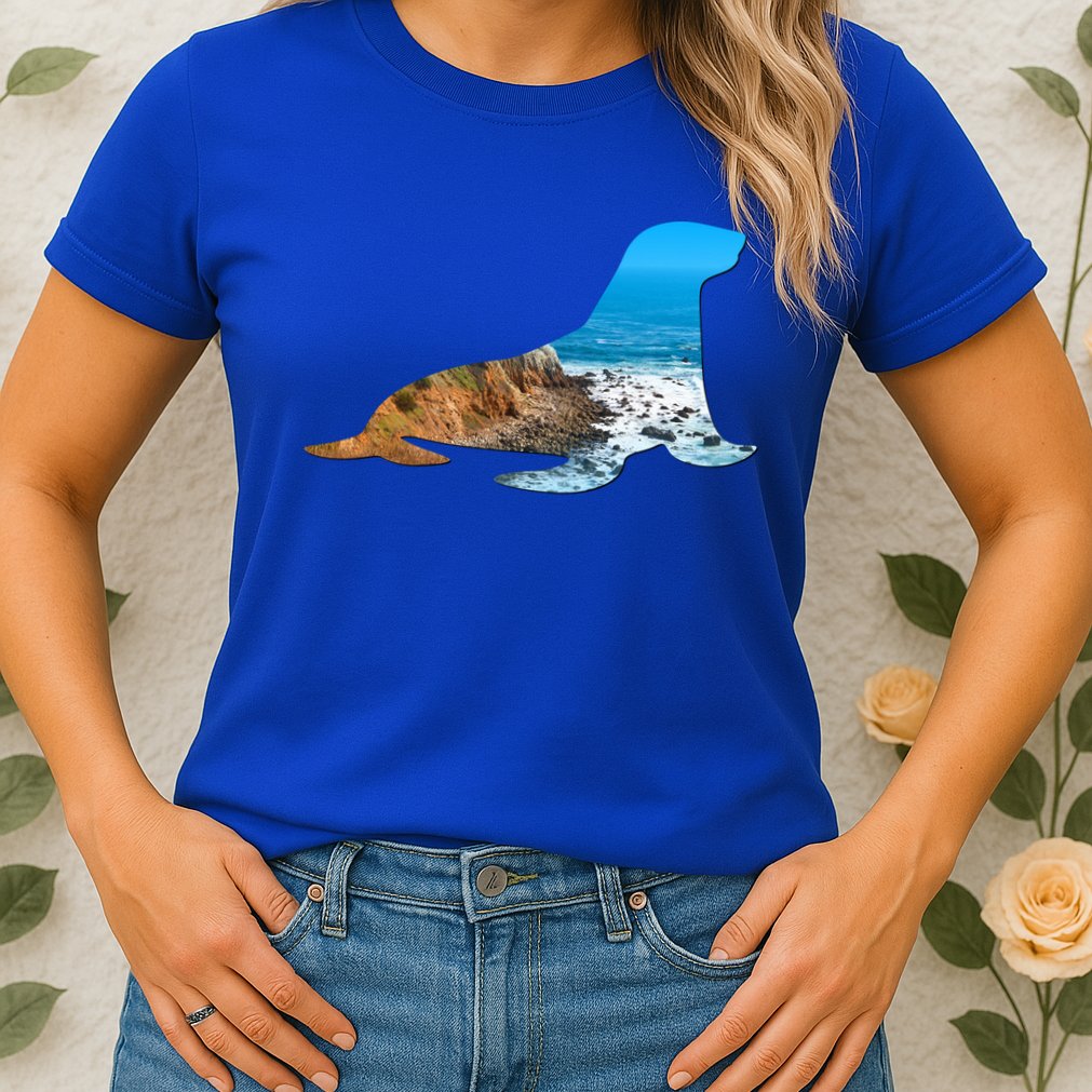 Sea Lion Seal Lovers Silhouette Earth Day And Ocean Week Gift Womens T-Shirt