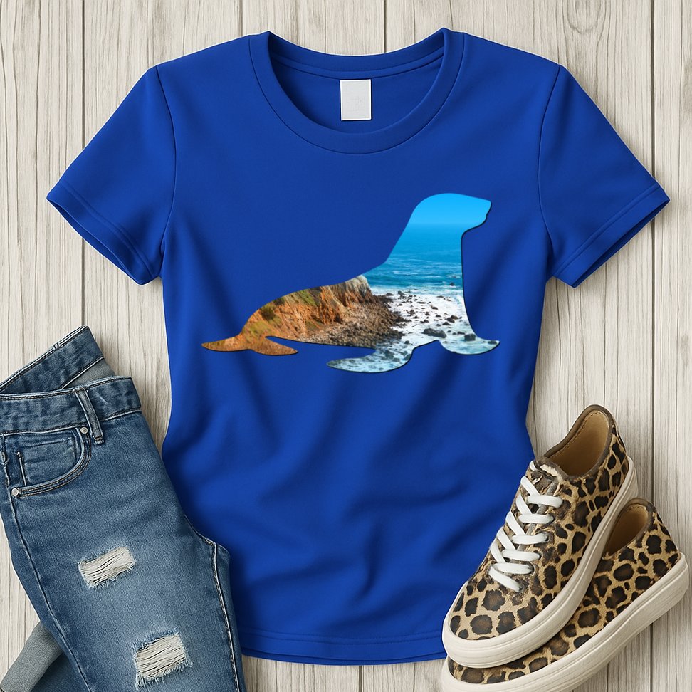 Sea Lion Seal Lovers Silhouette Earth Day And Ocean Week Gift Womens T-Shirt