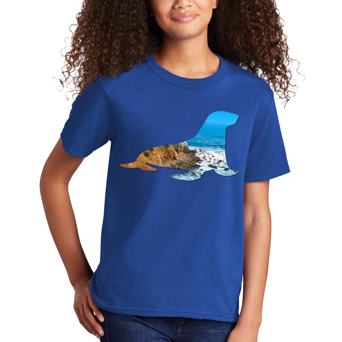 Sea Lion Seal Lovers Silhouette Earth Day And Ocean Week Gift Kids T-Shirt