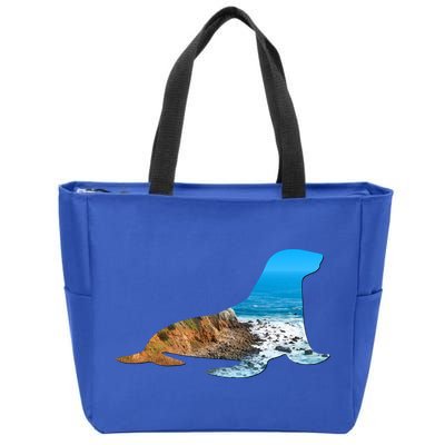 Sea Lion Seal Lovers Silhouette Earth Day And Ocean Week Gift Zip Tote Bag