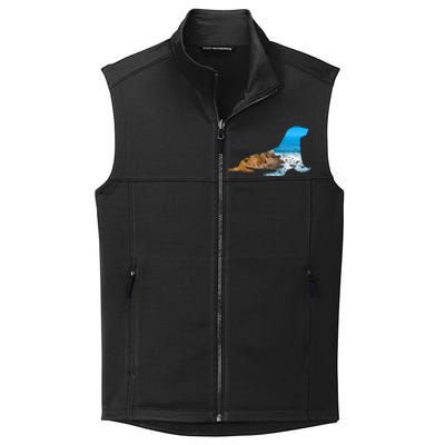 Sea Lion Seal Lovers Silhouette Earth Day And Ocean Week Gift Collective Smooth Fleece Vest